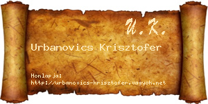 Urbanovics Krisztofer névjegykártya